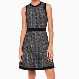 KATE SPADE New York Mod Sleeveless Plaid Knit Sweater Dress, Black, Medium
